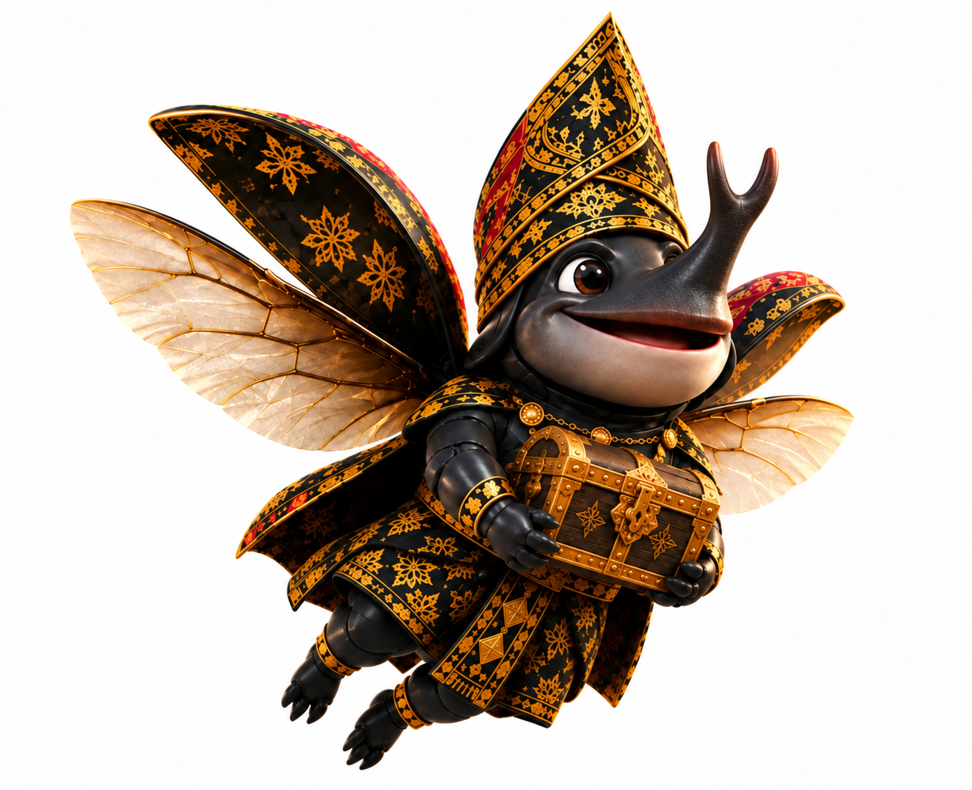 Maskot Si Koembang Berbaju Kurung Melayu Songket Emas dan Tanjak